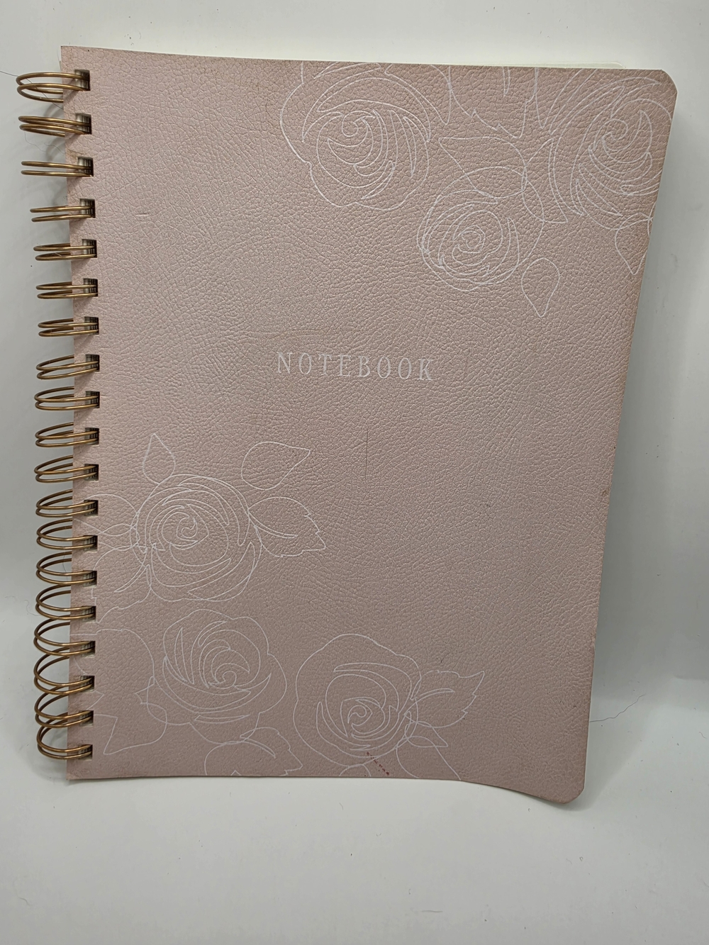 Fringe Studio Blush Pink Rose Embossed Undated Spiral Notebook Gold Coil 192 pgs